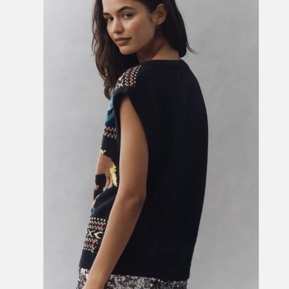 Anthropologie Horse Icon Sweater Vest Equestrian Western English Factory S NWT - Picture 4 of 5